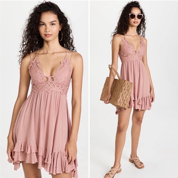 Free People Dresses & Skirts - Revolve Free People NWT Adella Slip / Rose Dusty Pink Lace Boho